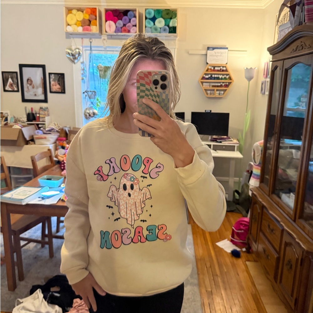 Spooky Season Cream Sweater